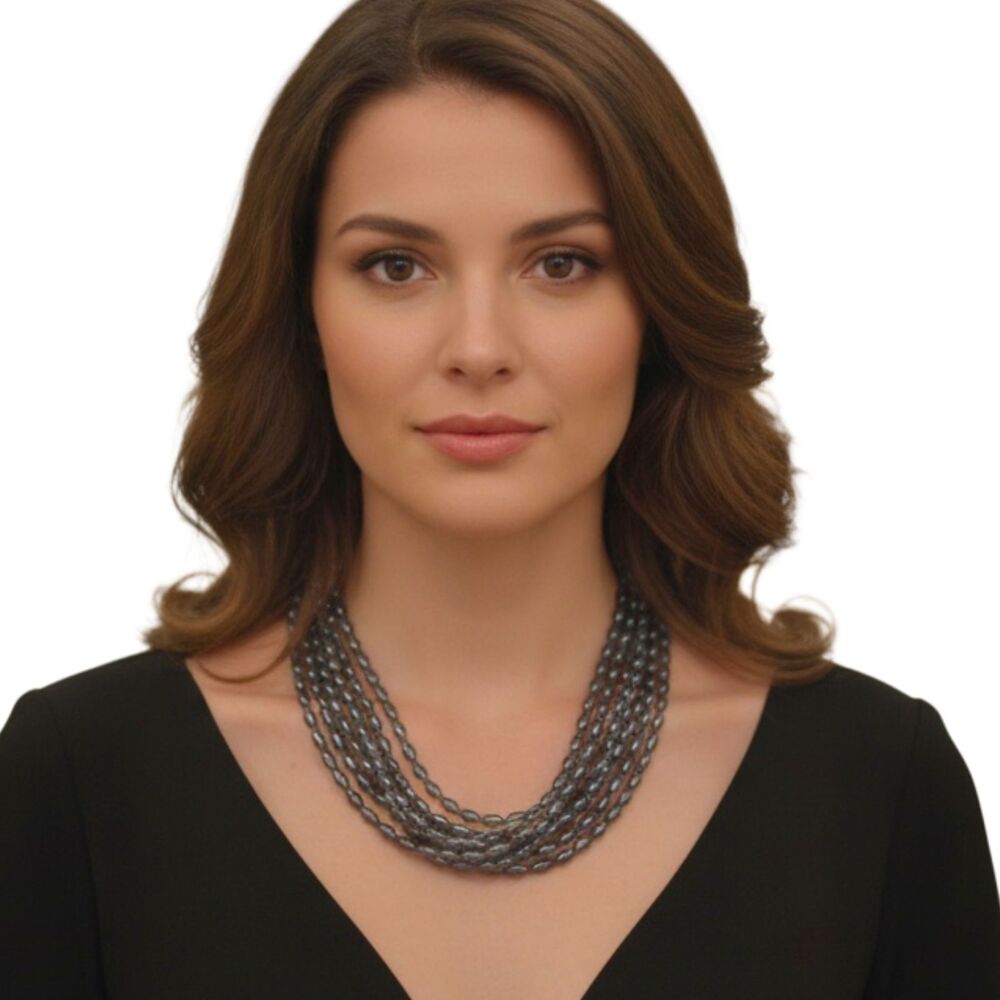 Jay King Mine Finds Black Coral 5 Strand Necklace 925 Sterling Silver DTR 17.5"